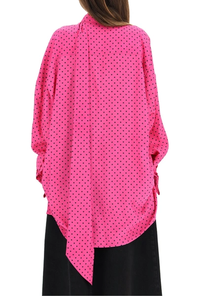 Shop Balenciaga Tuxedo Shirt In Silk Jacquard In Pink  Black