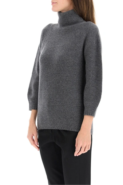 Shop Max Mara Etrusco Sweater In Wool And Cashmere In Grigio Melange