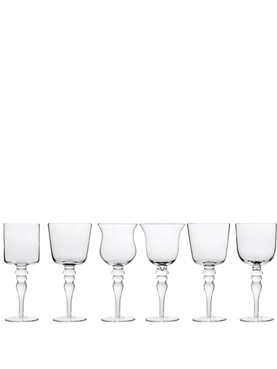 Shop Bitossi Home Sculpted Wine Glasses (set Of 6) In Neutrals
