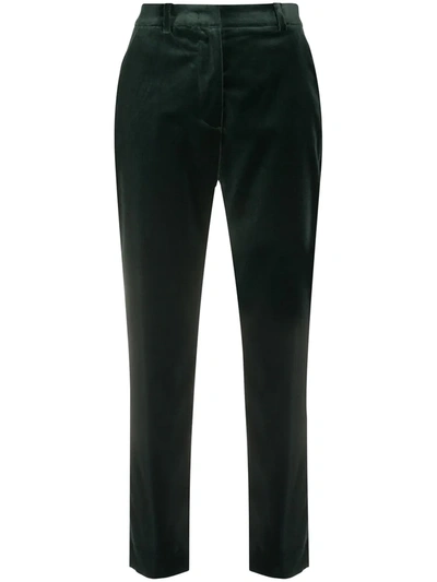 Shop Aspesi Velvet Straight Leg Trousers In Green