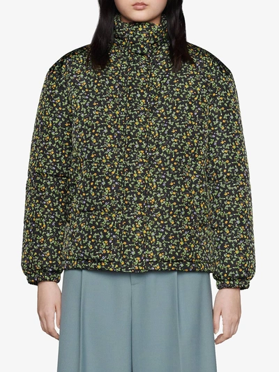 Shop Gucci X Liberty London Down-feather Jacket In Green
