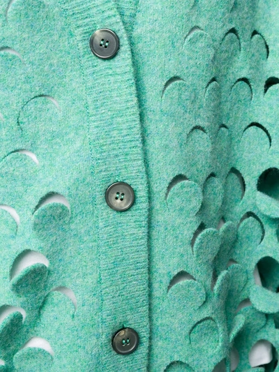 Shop Maison Margiela Cut-out Wool Cardigan In Green