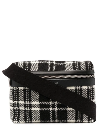 Shop Saint Laurent Tartan City Bag In Black