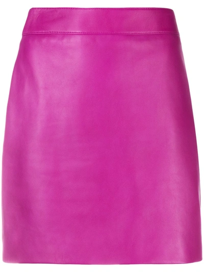 Shop Saint Laurent Lambskin Fitted Mini Skirt In Pink