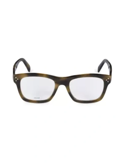 Shop Celine 53mm Square Optical Glasses In Dark Brown