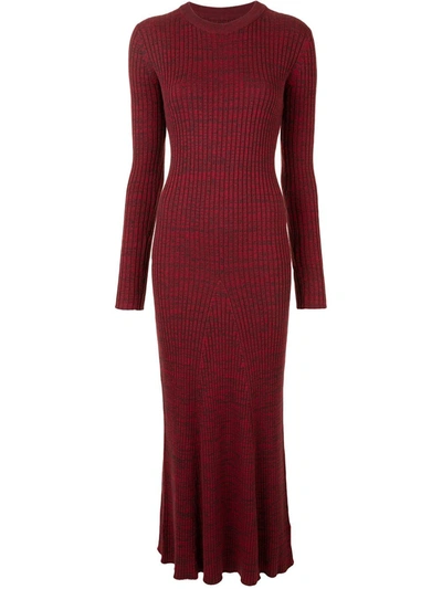 Shop Anna Quan Talia Ribbed Knit Dress In Red