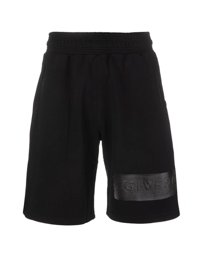 Shop Givenchy Black Man Bermuda Shorts With  Stripe In Nero