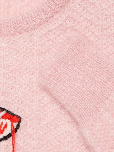 Shop Gucci Fawn Intarsia Knitted Jumper In Pink