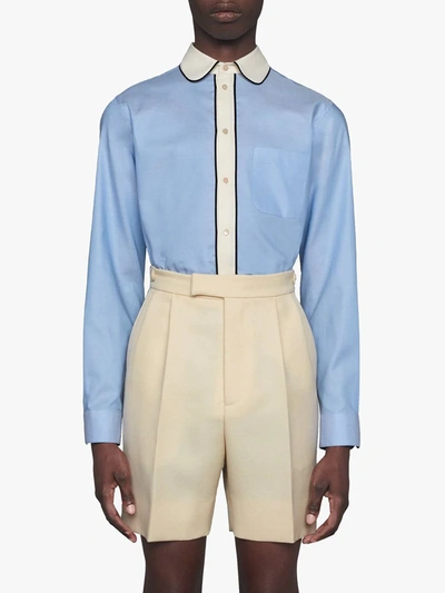 Shop Gucci Round-collar Oxford Cotton Shirt In Blue