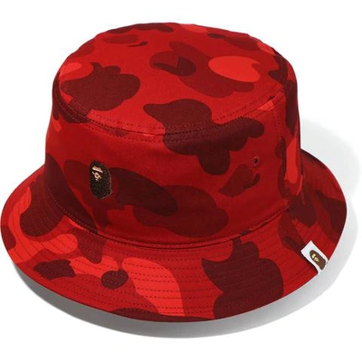 Pre-owned Bape  Color Camo Bucket Hat Red