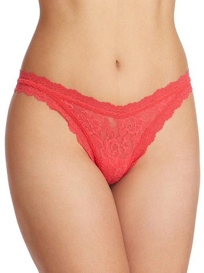 Shop Hanky Panky Signature Lace Tanga In Coral Rose