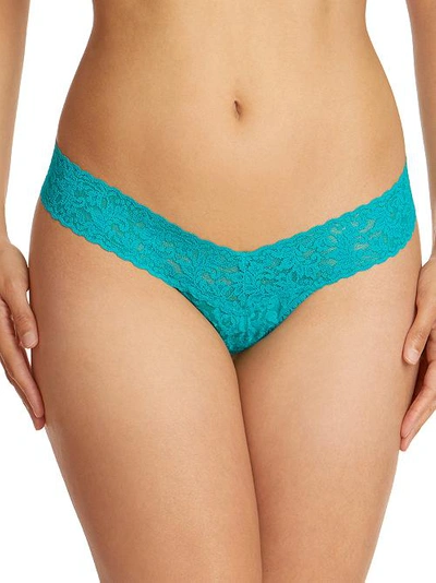 Shop Hanky Panky Signature Lace Low Rise Thong In Vibrant Turquoise