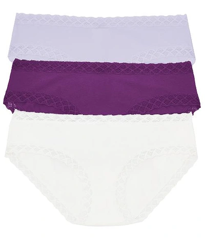 Shop Natori Bliss Cotton Girl Brief 3-pack In Sky,purple,white