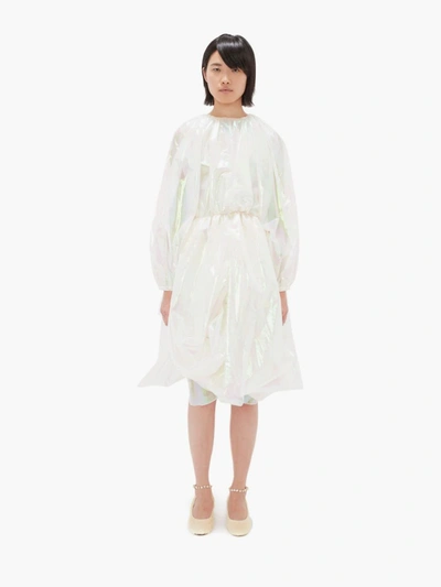 Shop Jw Anderson Draped Long Sleeve Dress In White