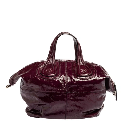 Pre-owned Givenchy Purple Patent Leather Small Nightingale Top Handle Bag