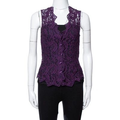 Pre-owned Dolce & Gabbana Purple Lace Sleeveless Vest M
