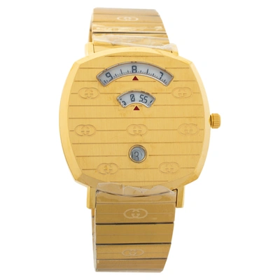 Pre-owned Gucci Yellow Gold Pvd Coated Stainless Steel Grip Men's Wristwatch 38 Mm
