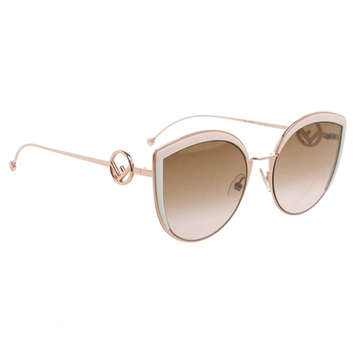 Pre-owned Fendi Rose Gold Tone/ Bicolor Gradient Ff0290/s Cat Eye Sunglasses In Pink