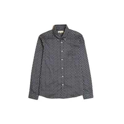 Shop Far Afield Mod Button Down L/s Shirt Organic Cotton Treeism Navy