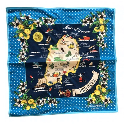 Pre-owned Dolce & Gabbana Blue Cotton Scarf