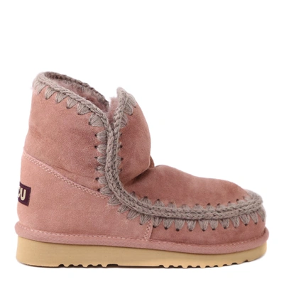 Shop Mou Eskimo 18 Boots In Dark Pink Suede