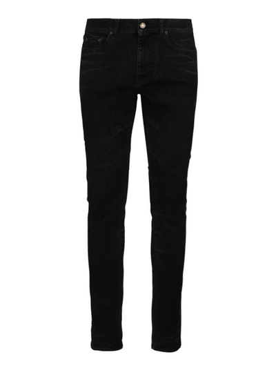 Shop Saint Laurent Stretch Denim Jeans In Black