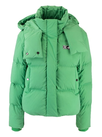 Shop Off-white Hooded Down Jacket In Green