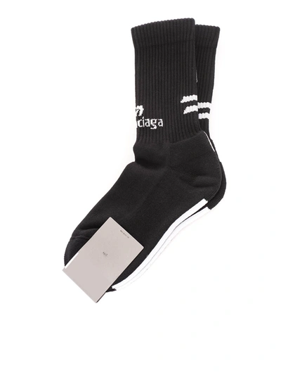 Shop Balenciaga Soccer Socks In Black And White