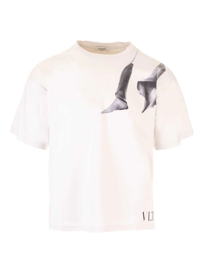 Shop Valentino Printed T-shirt In Light Beige
