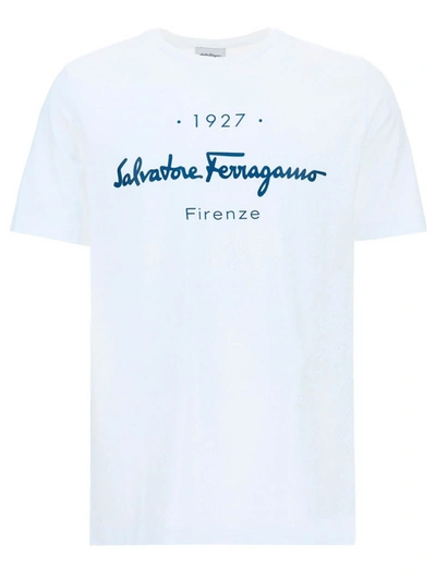 Shop Ferragamo Logo Lettering T-shirt In White