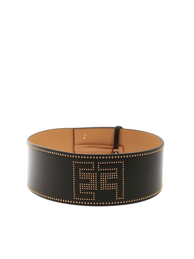 Shop Elisabetta Franchi Studs Belt In Black