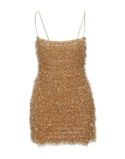 Shop Laneus Woman Mini Dress Gold Size 6 Wool, Mohair Wool, Polyamide