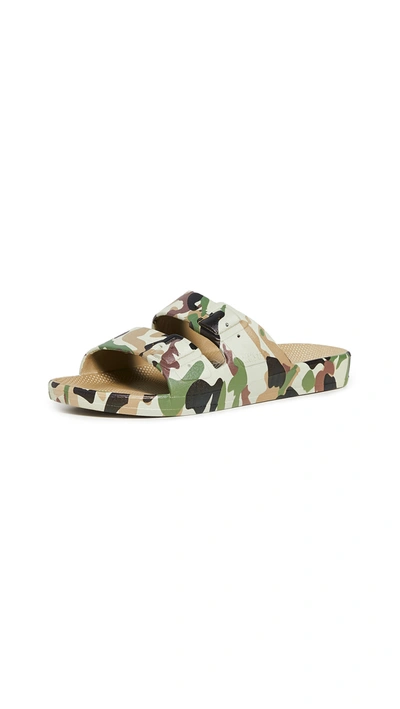 Shop Freedom Moses Moses Two Band Slides In Army Khaki