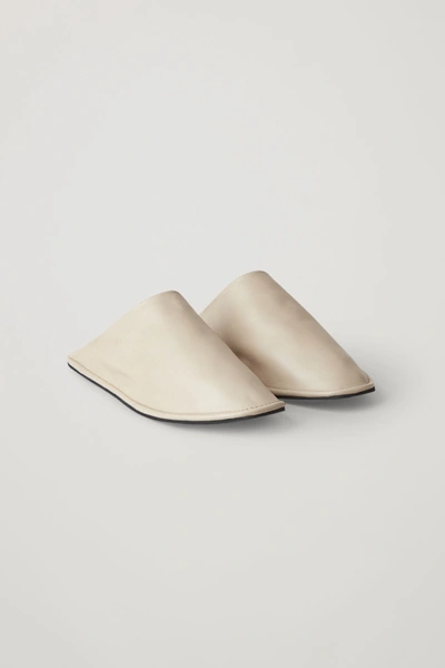 Shop Cos Lined Leather Slippers In Beige