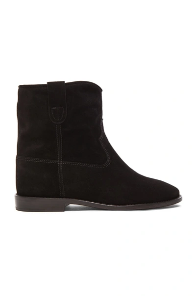 Shop Isabel Marant Étoile Crisi Calfskin Velvet Boots In Black