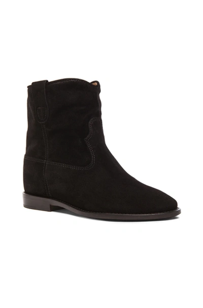 Shop Isabel Marant Étoile Crisi Calfskin Velvet Boots In Black