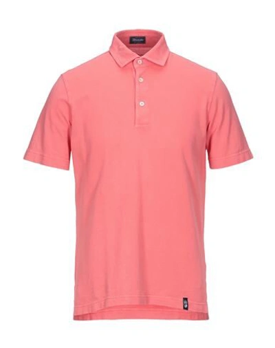 Shop Drumohr Man Polo Shirt Salmon Pink Size Xs Cotton