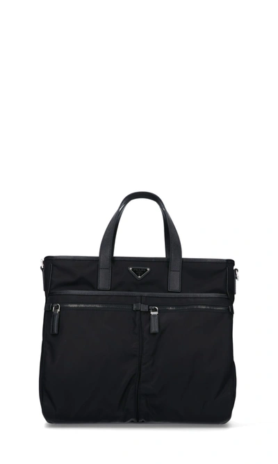 Shop Prada Men's Black Polyamide Tote