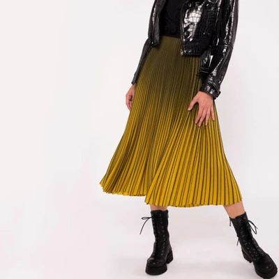 Shop Nissa Yellow Pleated Midi Skirt