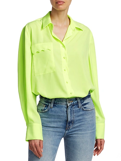 Shop Acler Aviel Scalloped Blouse In Citrine