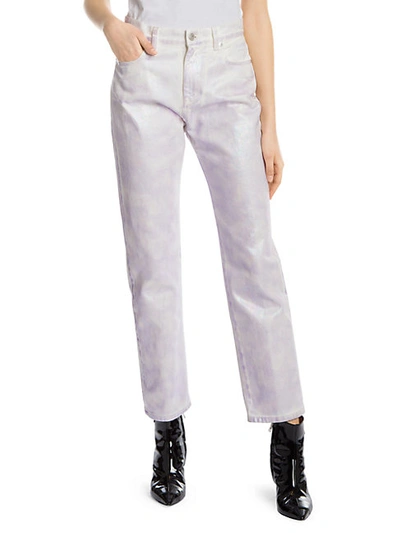 Shop Msgm Iridescent High-rise Straight-leg Jeans In Irridescent