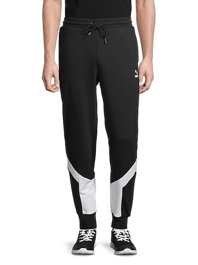 Shop Puma Contrast Stretch-cotton Track Pants In Black