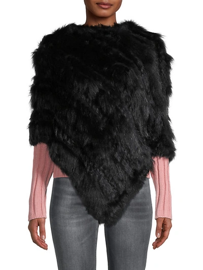 Shop Adrienne Landau Rabbit Fur & Fox Fur Poncho In Black