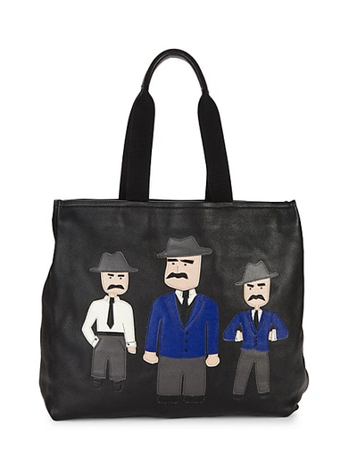Shop Dolce & Gabbana Three Men Leather Handbag In Black