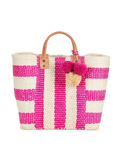 Shop Mar Y Sol Women's Woven Striped Tote Bag In Pink