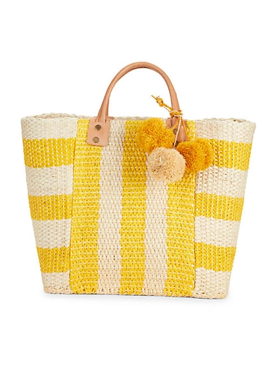 Shop Mar Y Sol Woven Striped Tote Bag In Sunflower