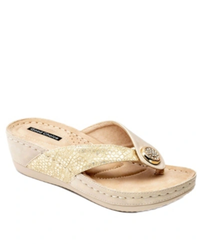Shop Gc Shoes Women's Dafni Thong Wedge Sandals In Gold