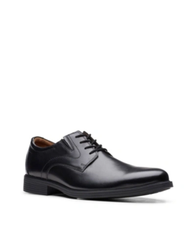Clarks Whiddon Plaid Toe Oxford In Black Leather