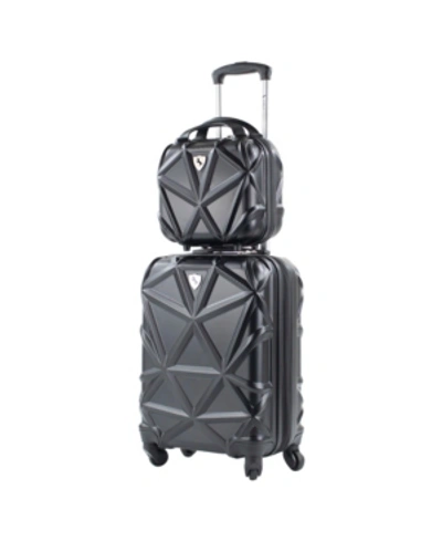 Shop Amka Gem 2-pc. Carry-on Hardside Cosmetic Luggage Set In Black