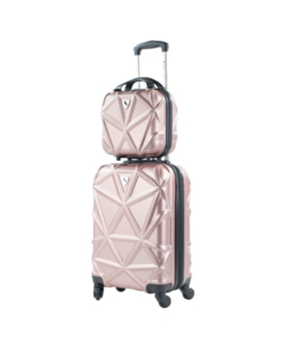 Shop Amka Gem 2-pc. Carry-on Hardside Cosmetic Luggage Set In Rose Gold